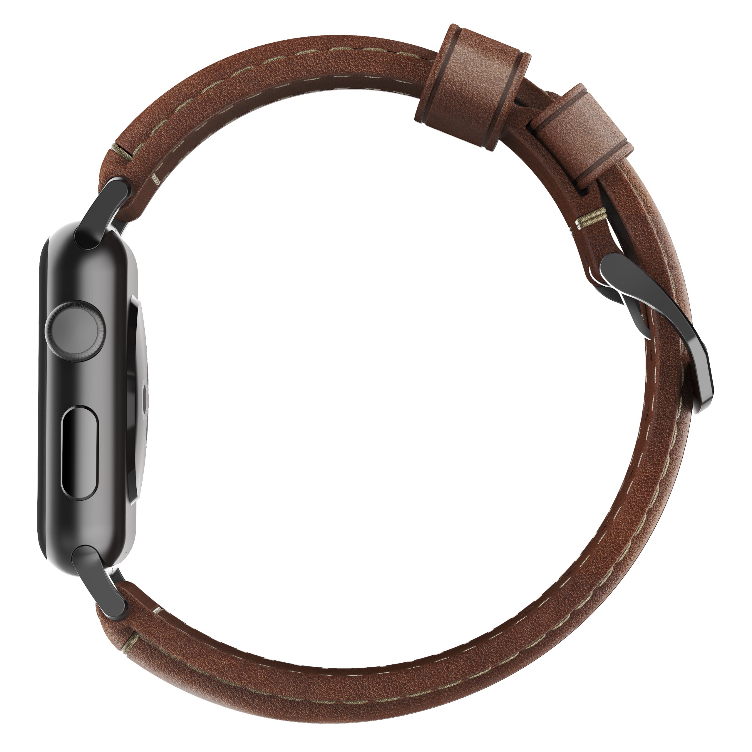 Nomad Traditional leather band brown / black hardware 45/46/49 mm