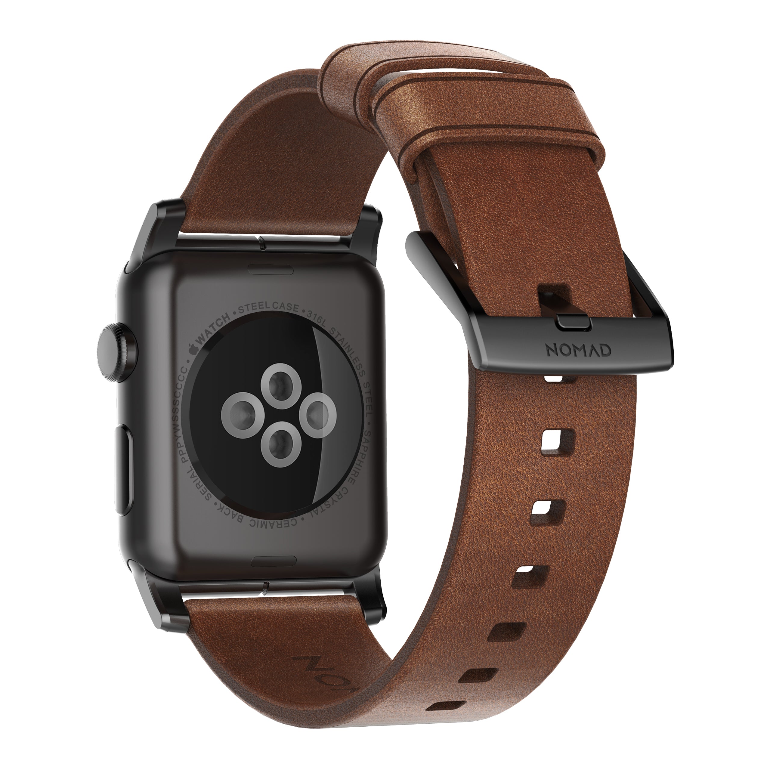 Nomad Modern leather band brown / black hardware 45/46/49 mm