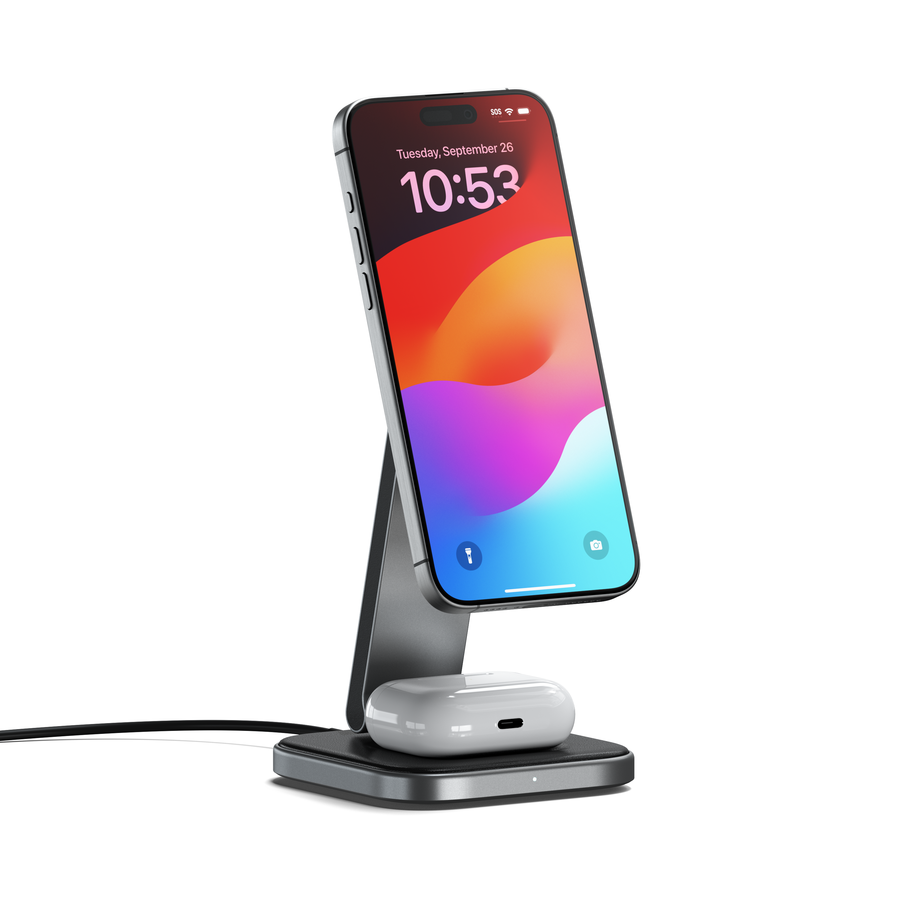 Satechi 2-in-1 Foldable Qi2 wireless charging stand